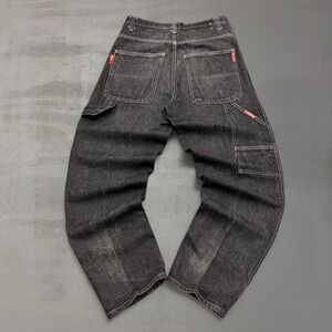 Vintage Ecko Unltd. Black Denim Carpenter Pants Baggy Loose Fit Workwear 32 x 32